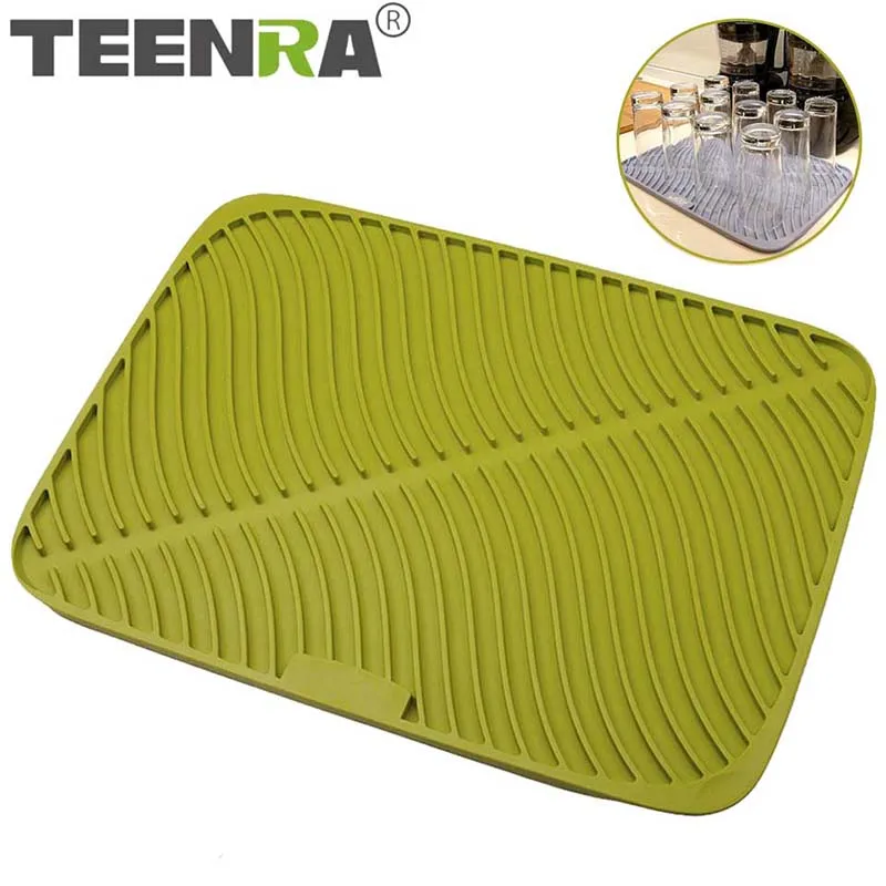 Teenra Large Silicone Drying Mat Dish Drying Placemat Non Slip