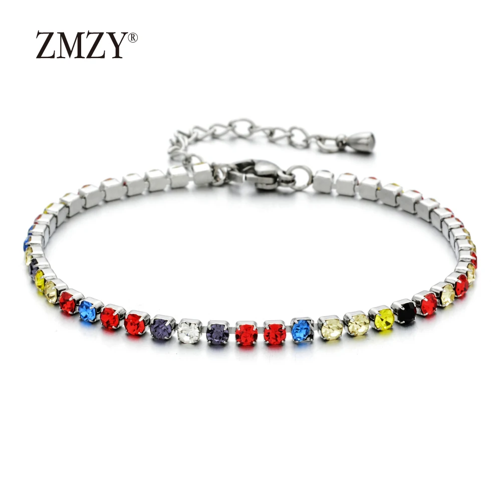 ZMZY New Fashion Adjustable Tennis Bracelet Women Shiny Crystal Link Chain Bangle & Bracelet Stainless Steel Jewelry Gift - Image 6
