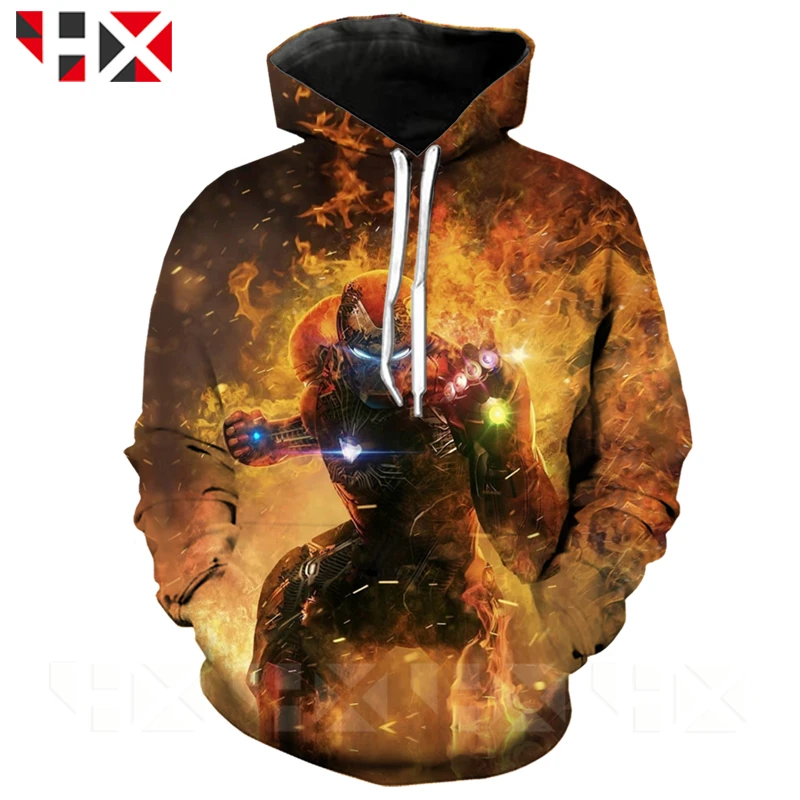 

HX New Avengers: Endgame Iron Man 3D Printed T Shirt/Sweatshirt/Hoodie Unisex Thanos Glove Short Sleeve Harajuku Tops HX416