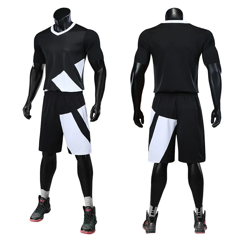 Дышащие мужские баскетбольные майки, наборы пустых баскетбольных трикотажных изделий, форма тренировочных трикотажных костюмов на заказ - Цвет: JL752 black