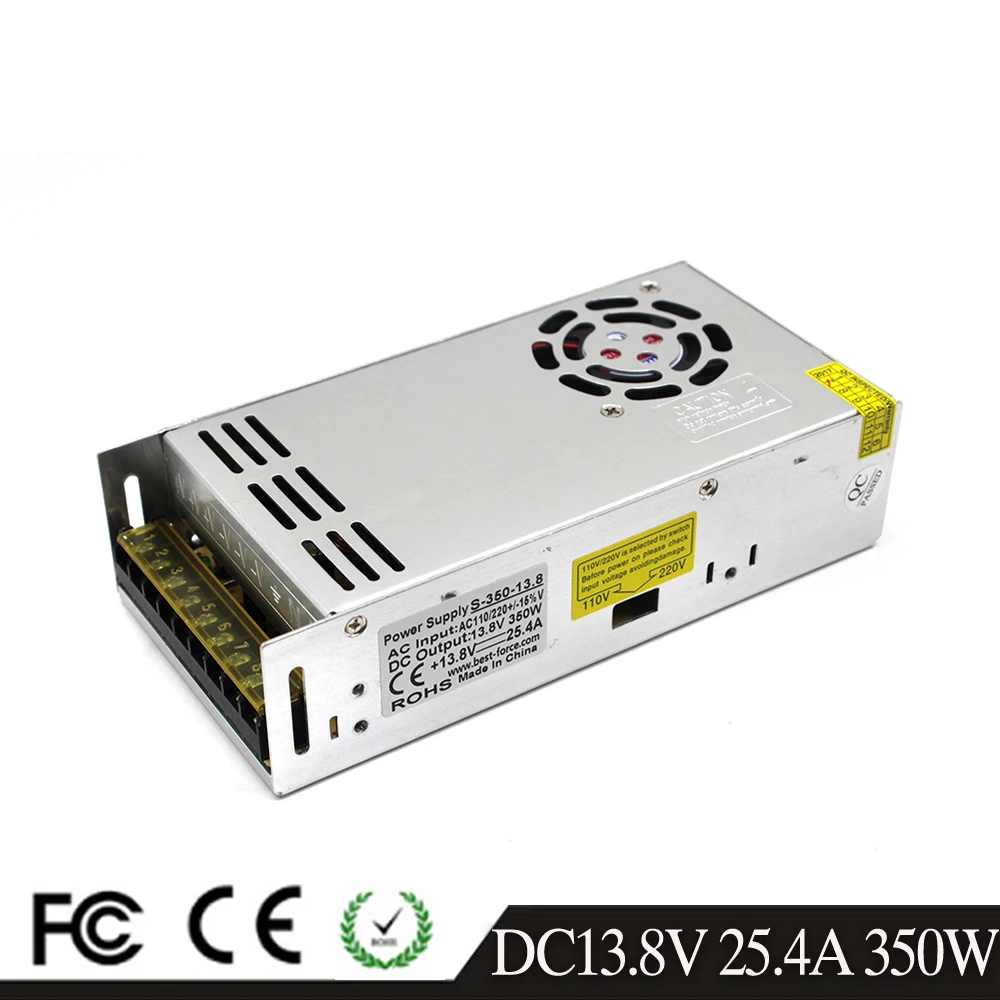 DC13.8V 25.4A 350 W Регулируемый импульсный источник питания драйвер светодиодного освещения Трансформатор 110 V 220 V AC вход в DC 13,8 V вывод smps