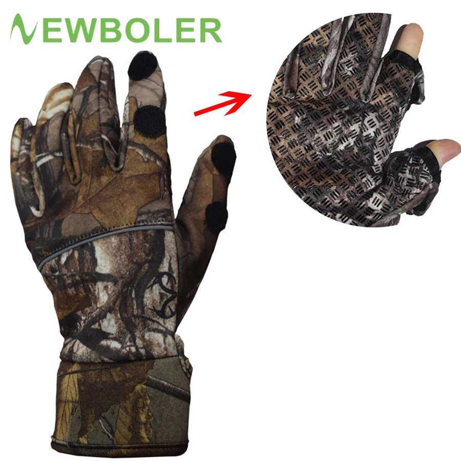 

NEWBOLER Non-slip Winter Fishing Glove Windproof Waterproof Breathable Warm Professional Ice Fishing 2 Finger Appearing Gloves