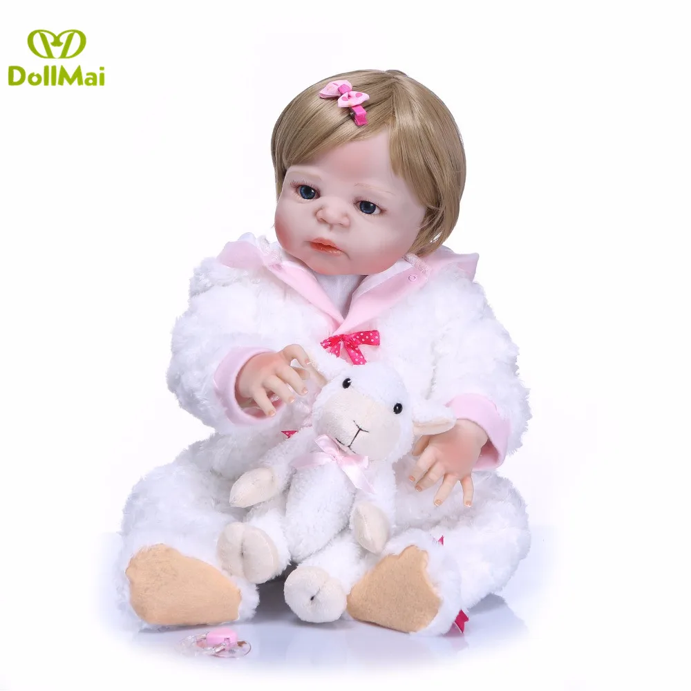 

Reborn Blond girl baby doll 23"57cm full silicone reborn babies dolls gift bebes reborn corpo de silicone inteiro