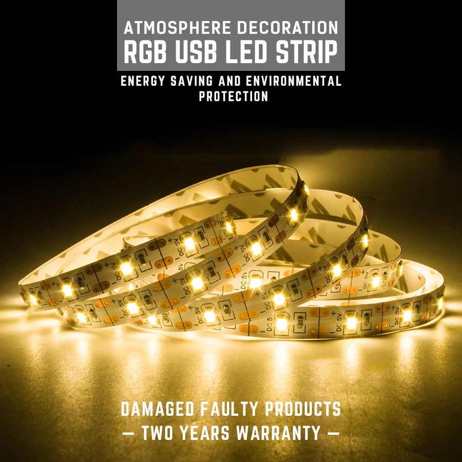 

USB LED Strips SMD 2835 DC 5V 0.5M 1M 2M 3M RGB Flexible LED Strip Light DIY Decorative TV Background Lighting 3 Key Controller