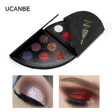 

Glitterinjections 6 Colors Glitter Eyeshadow Diamond Rainbow Pressed Eye Shadow Palette Bright Sparkling Make Up Cosmetic UCANBE