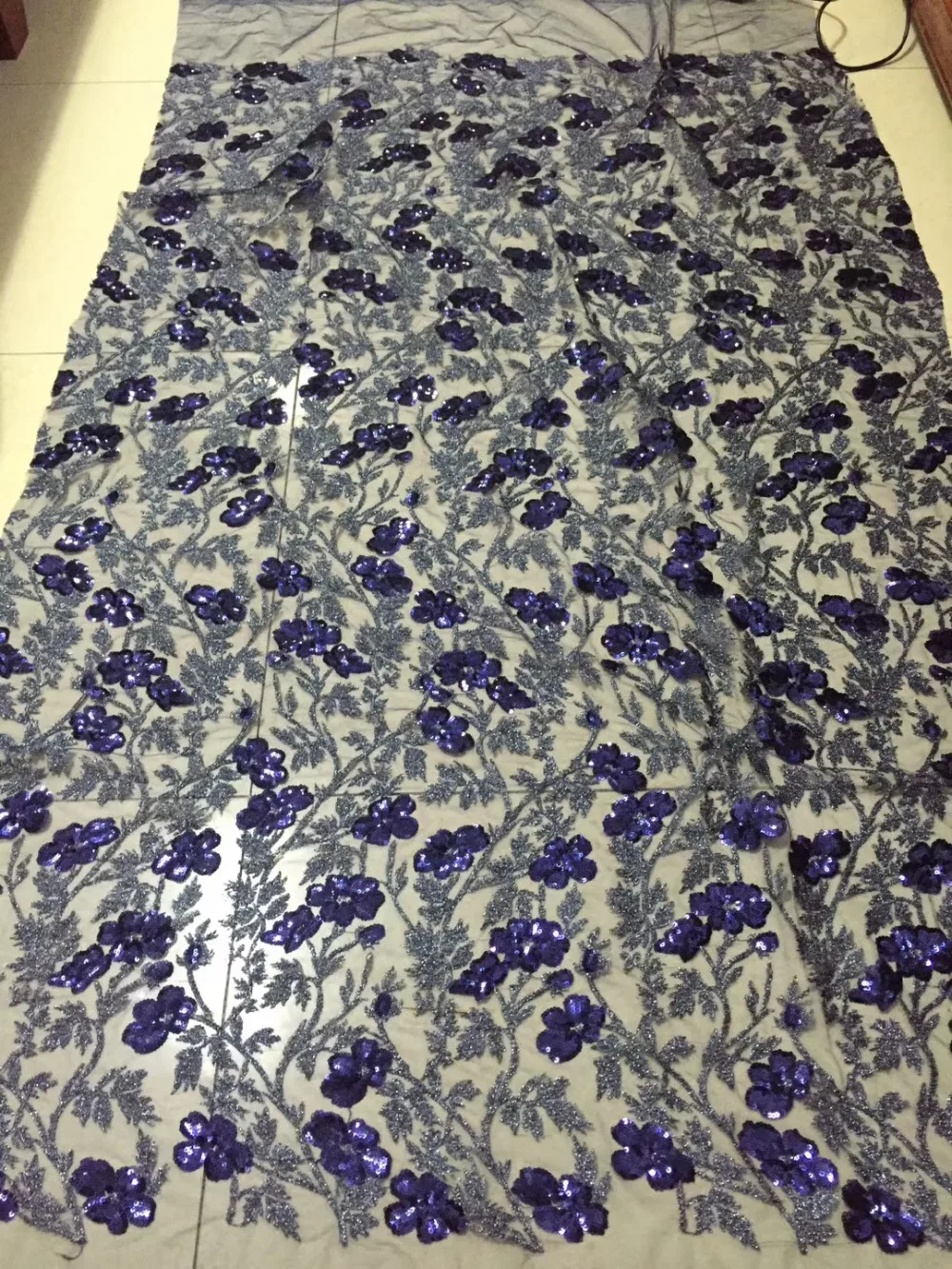 

Free shipping ( 5yards/pc) High quality African sequins net lace fabric shing tulle lace with embroidery for party dress FLC49