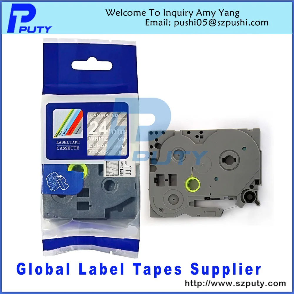 Compatible tz 24mm laminated tape tz155 white on clear tze155 tapes-in Printer Ribbons from 