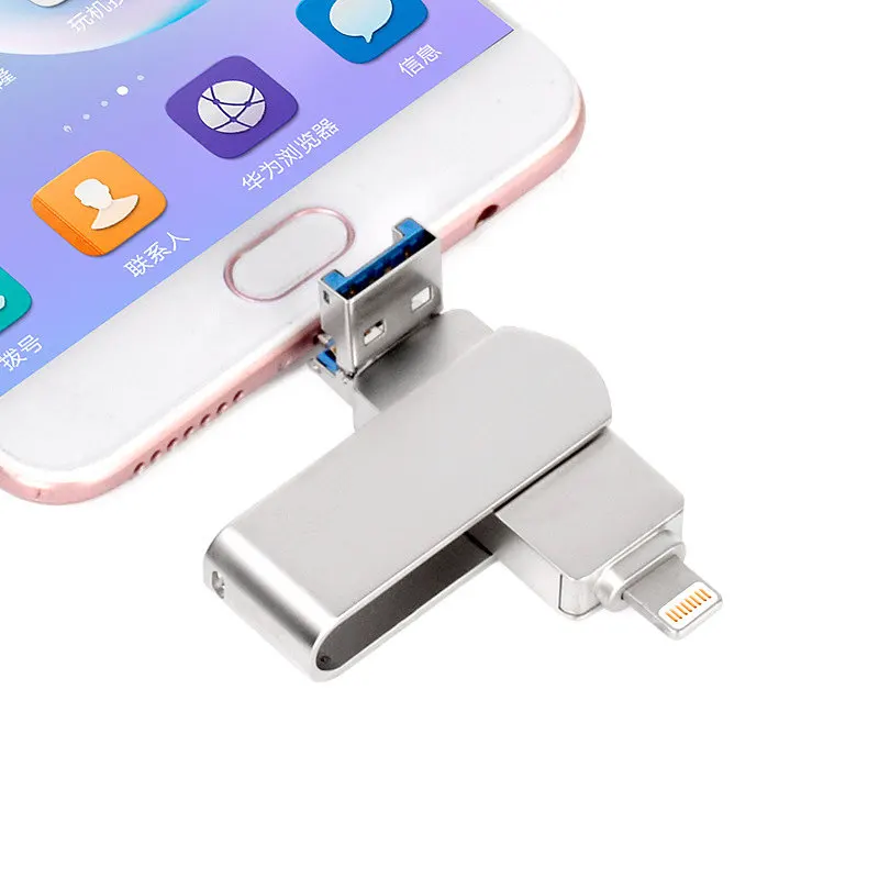 USB флеш накопитель Lightning/USB 3 0/Micro usb портативный флэш 32 Гб 64 металлический Флешка 128