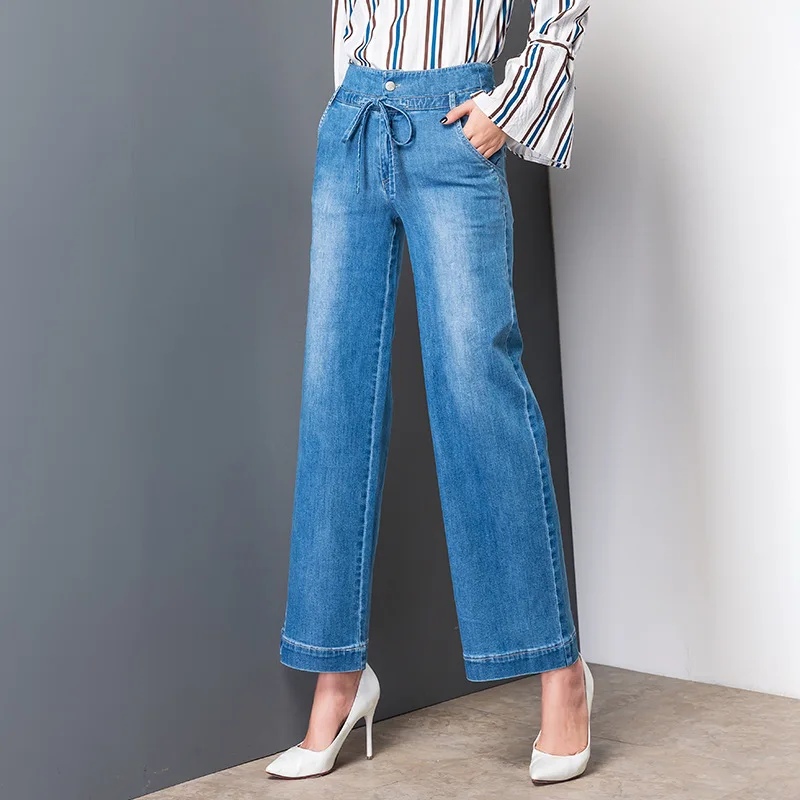Прямые джинсы для женщин женские с высокой талией бойфренда для дамы деним плюс размеры 2019 сезон: весна-лето промывают синий эластичный