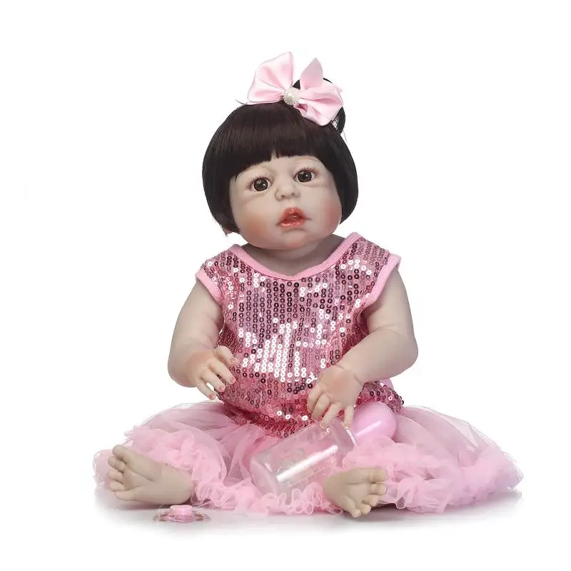 

55cm Full Body Silicone Reborn Baby Princess Lifelike 22" Vinyl Bebe Newborn Toddler Girl Dolls Bedtime Toy Lovely Birthday Gift