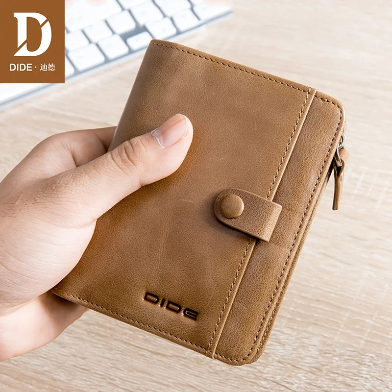

DIDE Mini Pures Wallet male Coin Purse Short Men Wallets Genuine Leather Men Purse casual Vintage Men Cowhide Wallet 755K