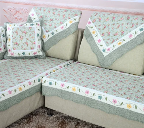 Past Fl Cotton Sofa Cloth Fabric Sectional Towel Set Past Fl Cotton Sofa Cloth Fabric Sectional Towel Set Couch Covers For Home Corner Cover Slipcover Green In From
