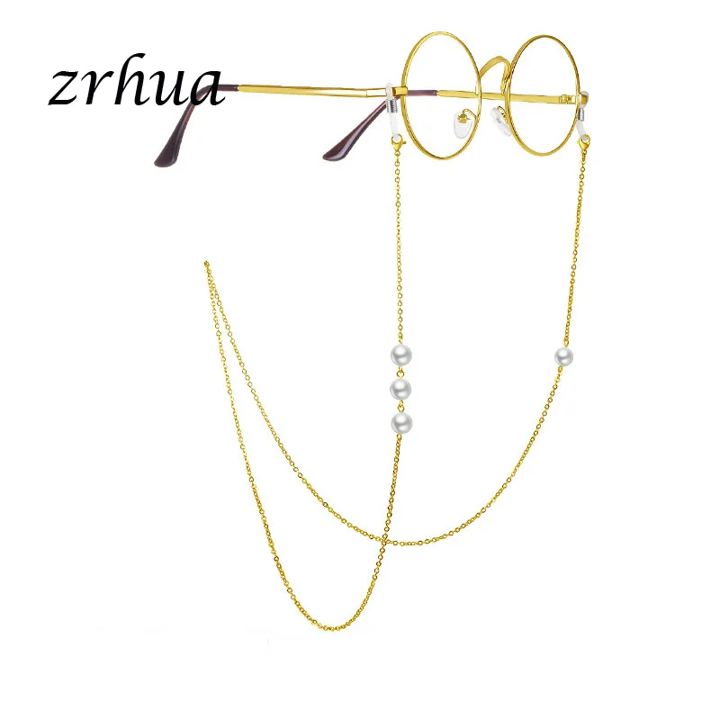 ZRHUA, нержавеющая сталь, 79 см, солнцезащитные очки, ремешок, ожерелье, очки, роскошный белый жемчуг, цепочка, шнур для чтения, для женщин, подарки