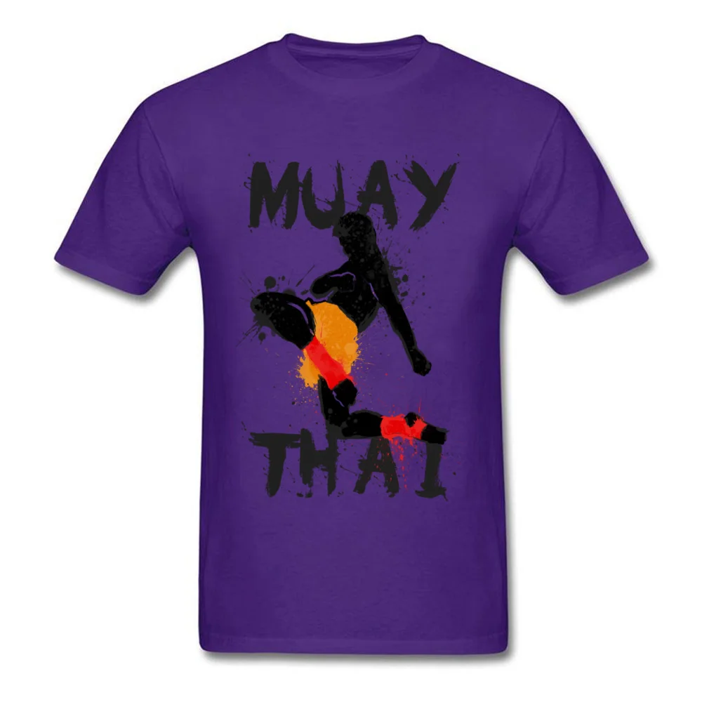 Geek Muay Thai Fighter Men Top T-shirts New Arrival Summer Short Sleeve Crewneck 100% Cotton Tees Design Tee-Shirts Muay Thai Fighter purple