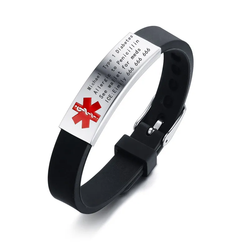 Vnox Engravable Medical Alert ID Bracelet DIABETES EPILEPSY ALZHEIMER'S
