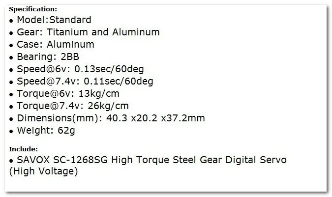 SAVOX SC-1268SG Мега Крутящий момент высоковольтный цифровой ру серво 25 кг 7,4 v металлическими шестернями и высоким крутящим savox 1268
