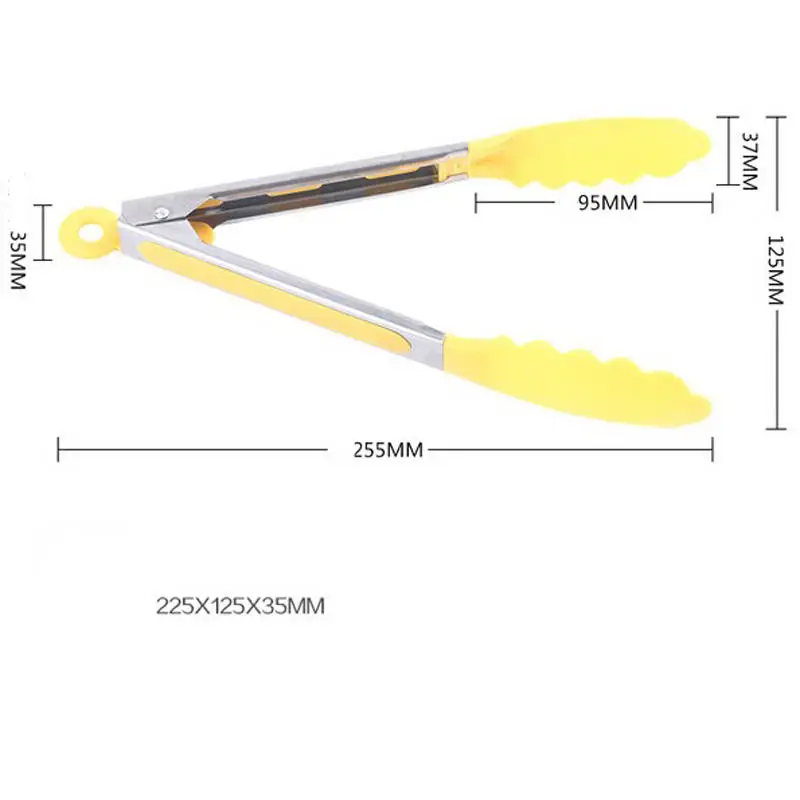1 шт. желтый цвет, из силикона Нержавеющая сталь щипцы для салата барбекю на моноподе хлеб выступающей кухонные щипцы Пособия по кулинарии Инструменты гаджеты кухонные принадлежности