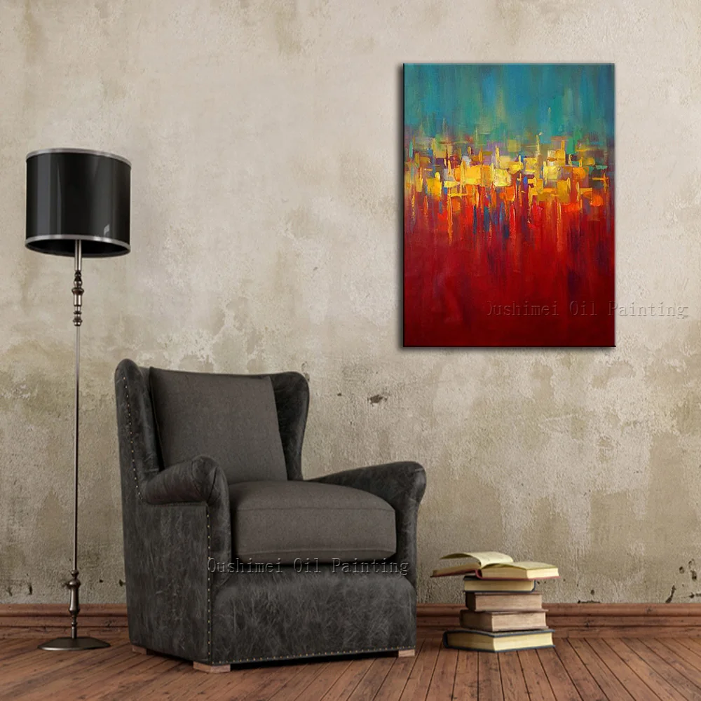 Hand Painted Abstract Colourful Oil Painting Hang Paintings Modern Knife Landscape Paintings