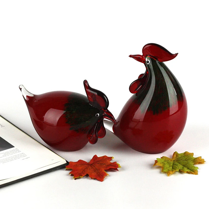 

Lovely Colored Glaze chicken family arts crafts Creative Figurines animal Miniatures furnishing fengshui home Decor wedding gift