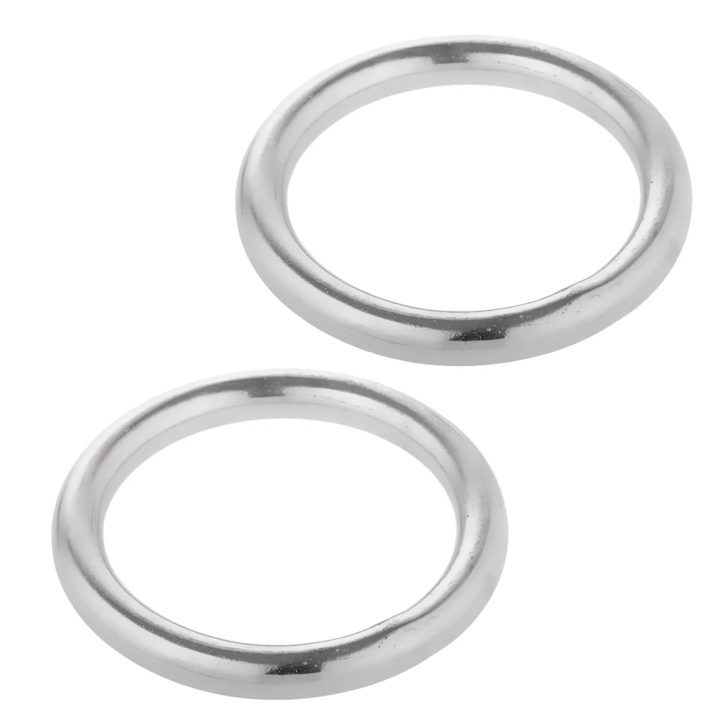 2Pcs/Set Smooth Polished Stainless Steel O Ring Vessel Boat Ship Fastener O-Ring 80mm+70mm