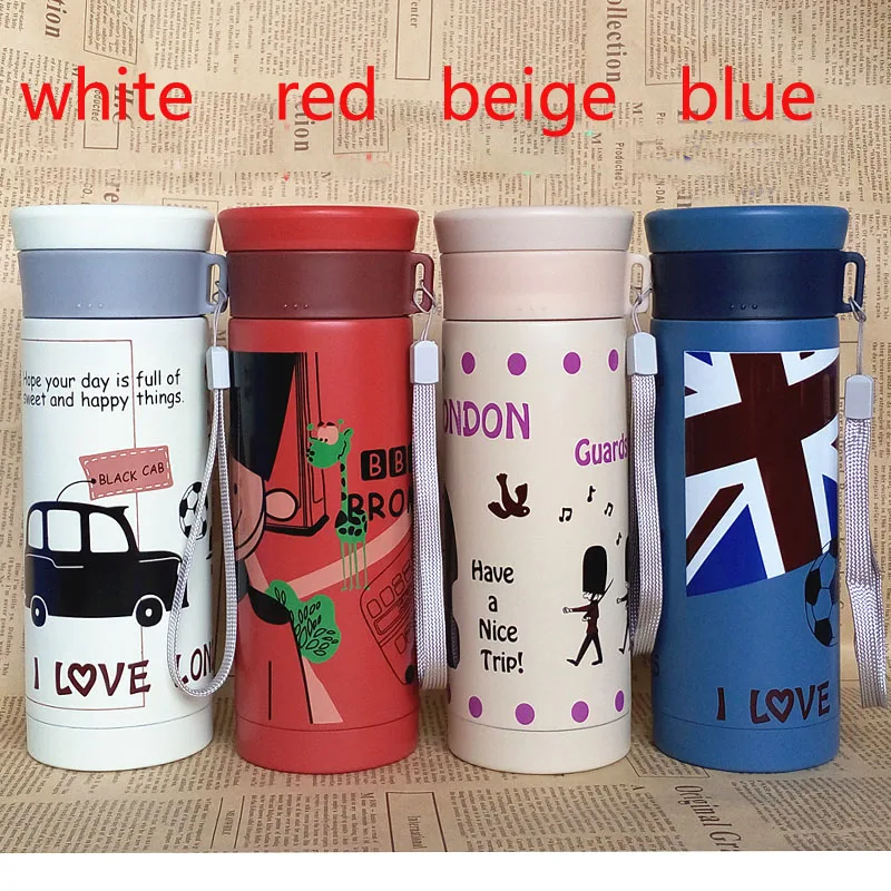 Cute British Style thermos cup double wall stainless steel termo cup