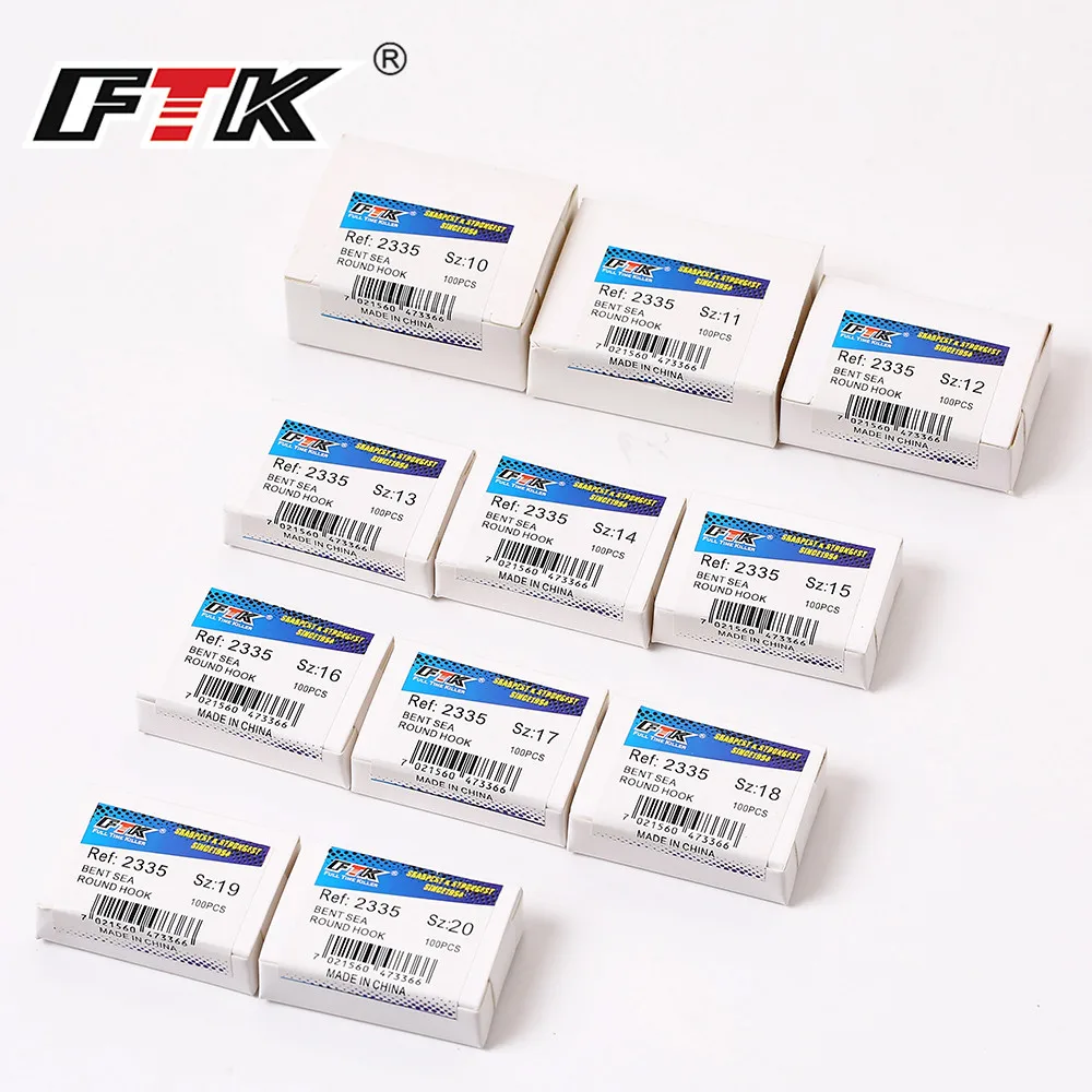 FTK Round 2335 Nickel Big Ringed Sea Hook 10#-20# 100Pcs/Box Hooks From Norway For Jigging Carp Anzol Fishhook Fishing Tackle