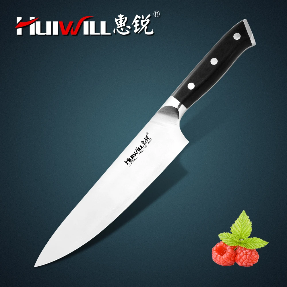 

Luxurious 8" Japanese AUS-8 Stainless Steel Kitchen Chef Knife Slicing Knife Carving Knife with Forged G10 Handle