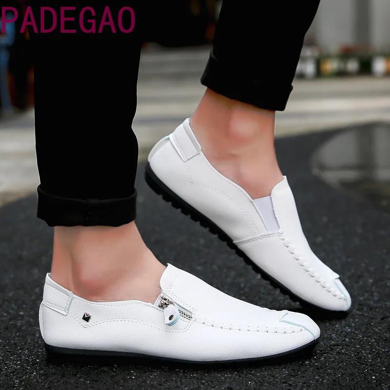 

New summer men's casual lazy shoes Korean version driving zipper decoration peas shoes Waterproof