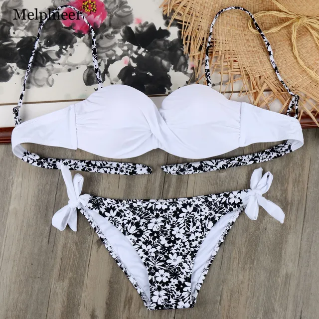 US $11.89 Strappy Bandage Swimsuit Sexy Brazilian Push Up Bikini Plus size Swimwear Bathing Suits Swimming Su