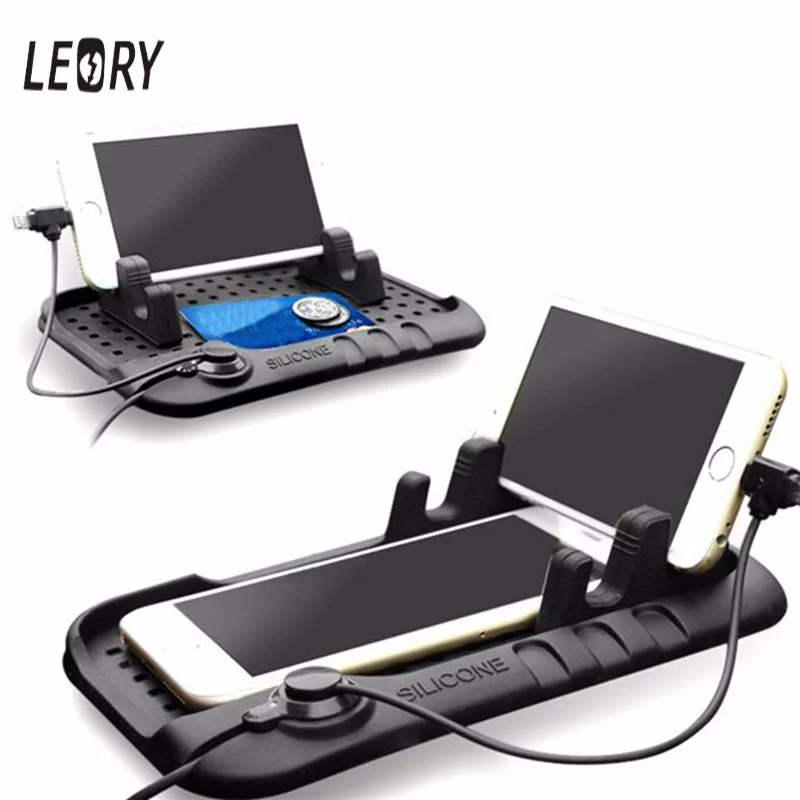 

Universal 2 in 1 Soft Silicone Magnetic Phone Holder Stand Car Charging Bracket For iPhone For Samsung Mobile Phones Charger