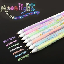 7 цветов/лот Металлические Блестящие гелевые ручки 0,8 мм эскиз цветы Couache ручка для рисования художественные маркеры для школьных принадлежностей