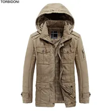 2017 New Warm Outwear Winter Warm Jacket Coat Jaqueta Masculino Mens Hooded Jacket Warm Parkas Multi Pockets Casual Overcoat