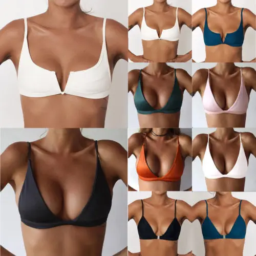 

Sexy Women Bandage Push-Up Padded Solid Bikini Top Swimwear Swimsuit Beachwear Bathing