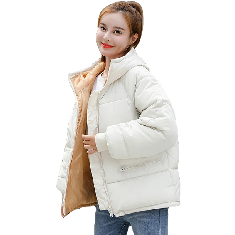 

Korean Style 2019 New Winter Jacket Women Hooded Cotton Padded Oversived Female Winter Coat Outwear Fashion Short Warm Parka