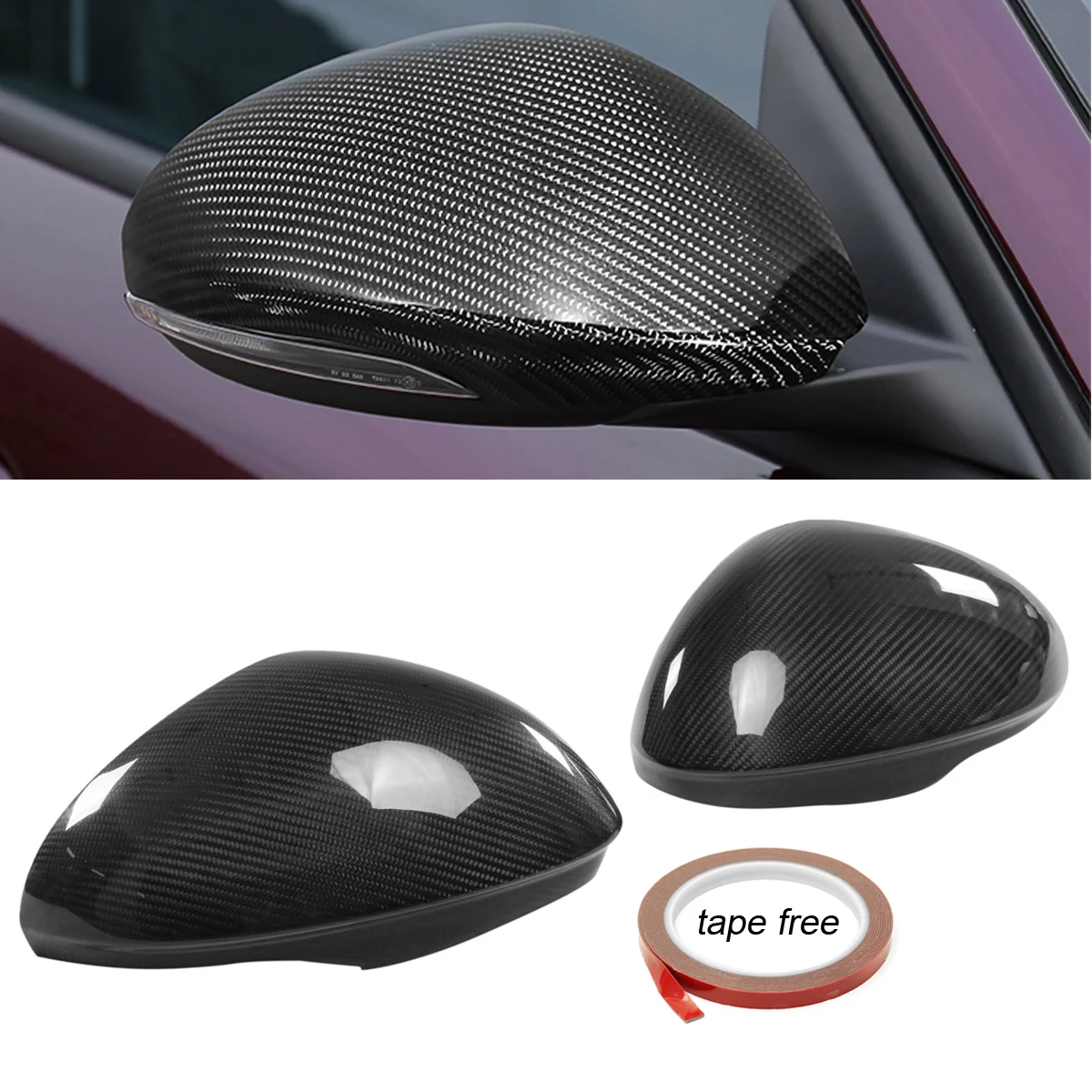 

Autoleader Black 1Pair Carbon Fiber Side Mirror Cover Cap Replacement Caps Shell for Alfa Romeo Giulia Quadrifoglio 2017-2018