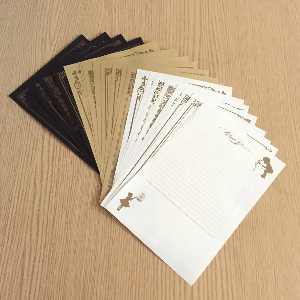 Набор из 24 бумажных канцелярских товаров в стиле ретро с кружевом 3 стиля s 8 видов