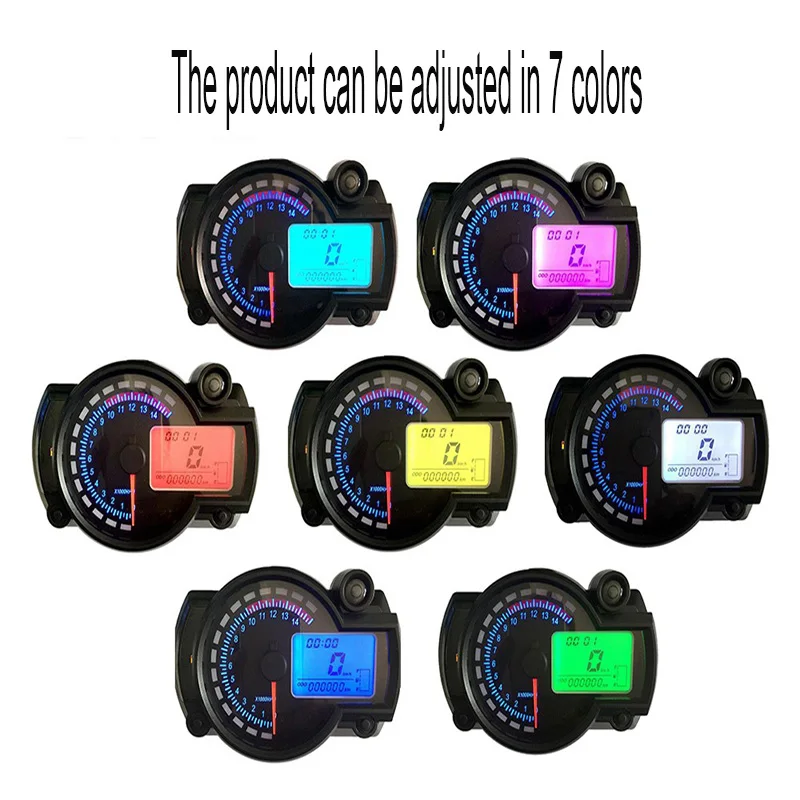 7 цветов дисплей мотоцикл цифровой спидометр измерительное устройство с ЖК-экраном одометр тахометр спидометр Инструмент регулируемый