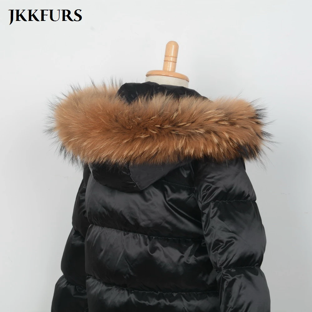 

Children's Real Raccoon Fur Trimming Collar Lining 65cm For Kids Adult Coat Hooded Fashion Style Top Quality S1690