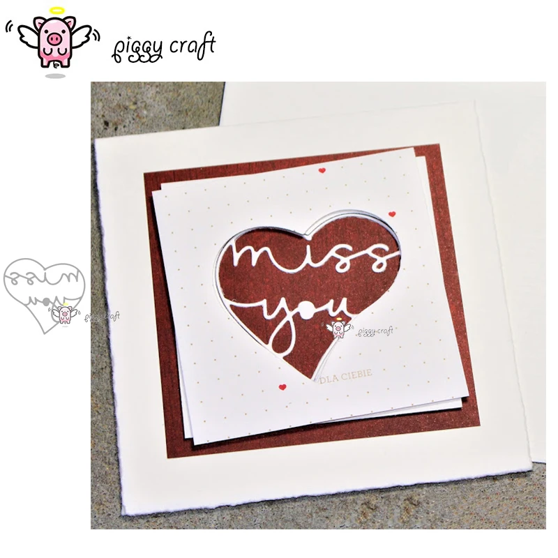 

Piggy Craft metal cutting dies cut die mold Miss you letter frame Scrapbook paper craft knife mould blade punch stencils dies