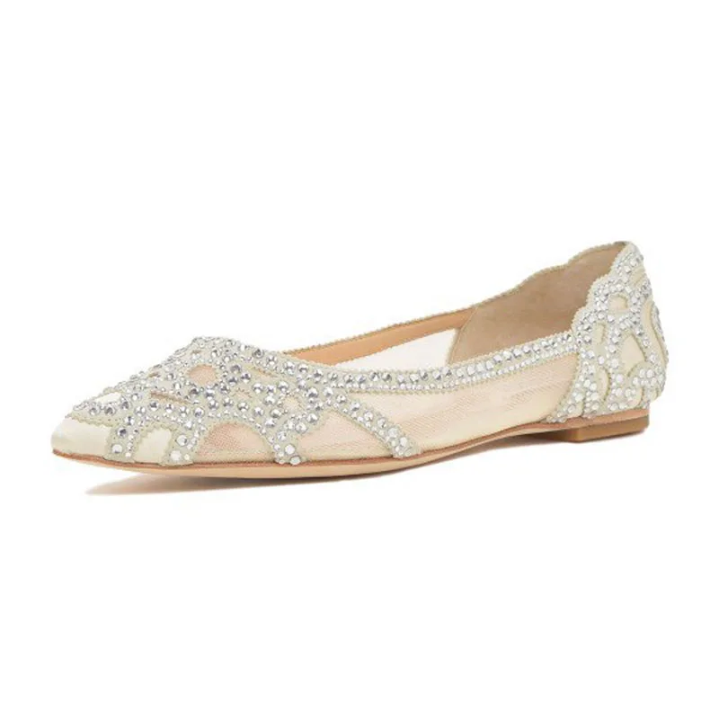 champagne_wedding_shoes_pointy_toe_rhinestone_flats_for_bridesmaid1