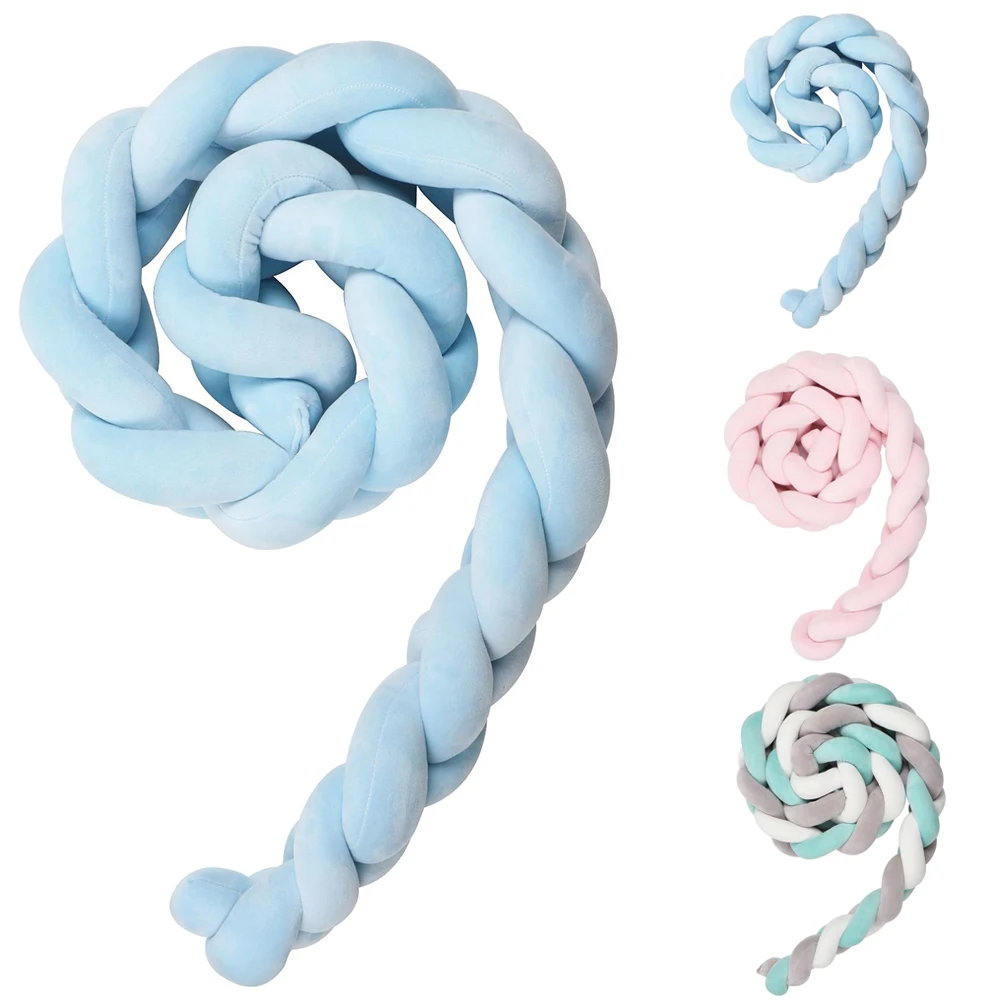 

Bumpers Baby Handmade Nodic Knot Newborn Bed Bumper Long Knotted Braid Pillow Baby Bed Bumper Knot Crib Infant Room Decor