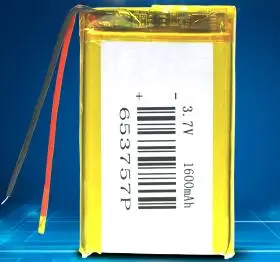

Free shipping 2pcs/lot 3.7V 653757 1600mAh polymer lithium ion battery Rechargeable batteries