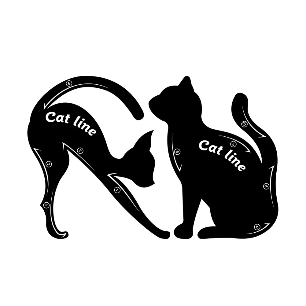 

2 Pcs Cat Fish Tail Double Wing Eyeliner Stencils Eyeliner Stencil Models Template Shaper Tools Eyebrows Template Cards