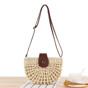 

2020 New casual shoulder woven bags Hollow style summer bag female handmade knit messenge bag holiday straw beach bag small M520