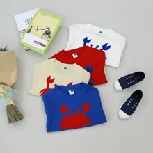 Г. красочный модный свитер для мальчиков на осень и зиму, пуловер Одежда с принтом краба, Детский свитер с длинными рукавами для мальчиков кардиган, платье для мальчиков