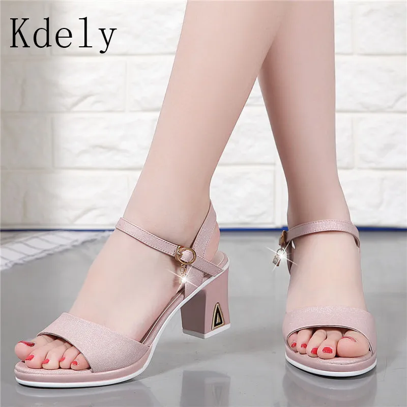 

2019 Women Ankle Strap Heels Leopard Print Sandals Summer Shoes Women Open Toe Chunky High Heels Dress Sandals Pumps