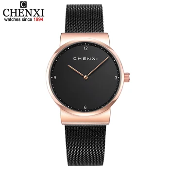 

CHENXI Luxury Fashion Ladies Watches 30m Waterproof Black & Rose Gold Watch Women Quartz Watches Casual Clock Relogio Feminino