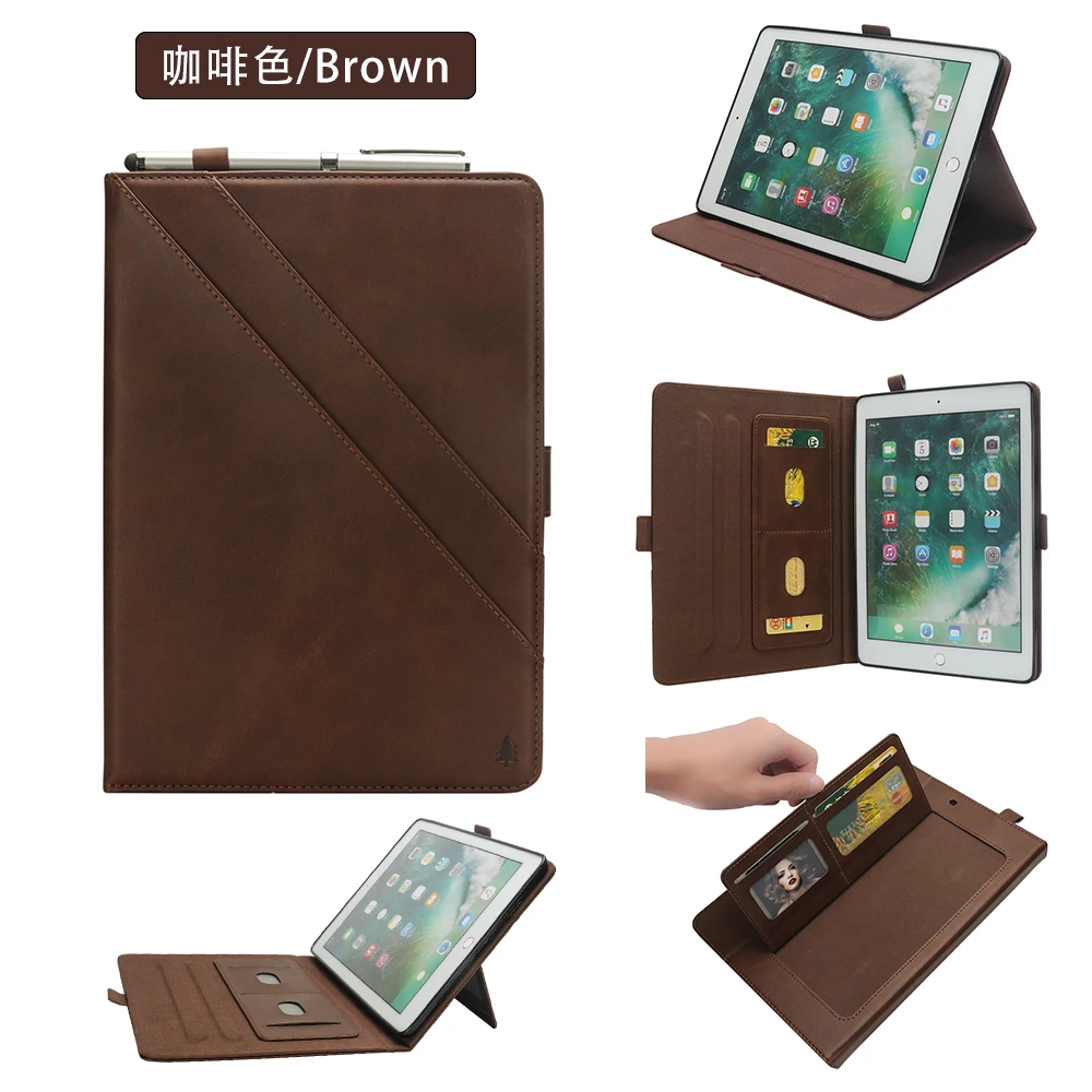 Винтажный кожаный чехол для iPad Pro, 12,9 дюймов, флип-чехол,,, отделение для карт, двойной держатель, кошелек, фоторамка, умный чехол
