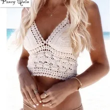 Летние сексуальные кроше Бикини Короткие топы пляжная одежда выдалбливают бикини бюстгальтер ремень жилет Висячие Холтер Танк жилет женский обрезанный