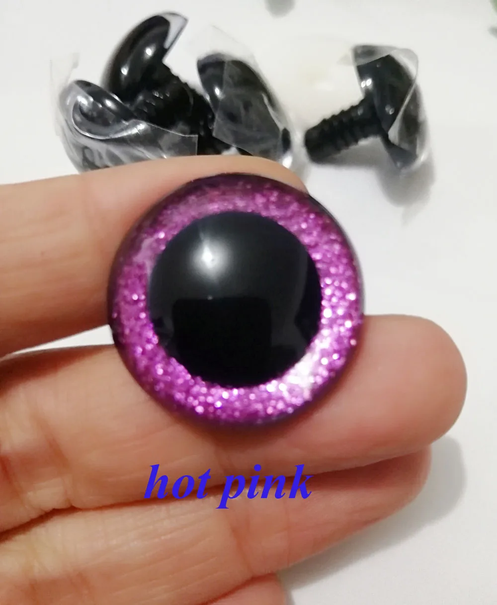 10pcs--N16--26mm/28mm/30mm/40mm/50mm big size round clear toy safety glitter eyes + glitter fabric + hard washers 7